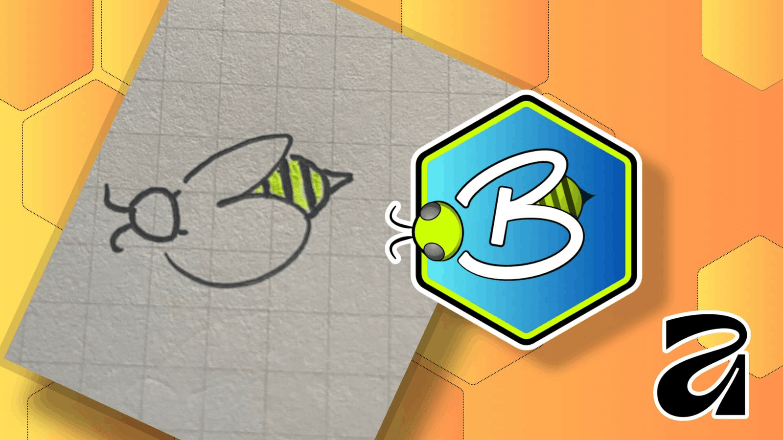 Bee logo drawing and design