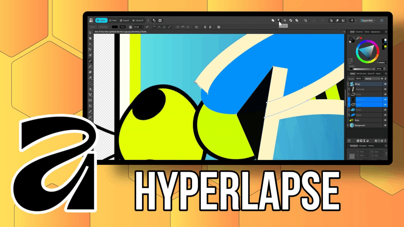Bee logo design in affinity